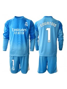 Detské Futbalové oblečenie Real Madrid Thibaut Courtois #1 Brankarsky 2025-26 Dlhy Rukáv - Domáci (+ trenírky)